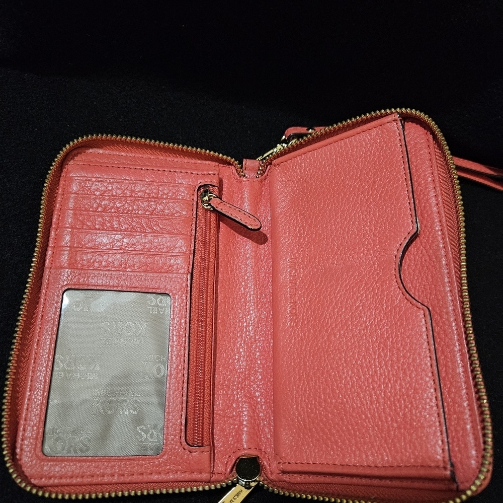Michael Kors Coral Color Wristlet-Soft Pebble Leather - Picture 5 of 16